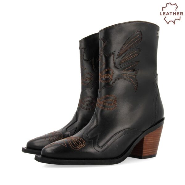 Botines negros de estilo cowboy con detalles marron para mujer SERAING